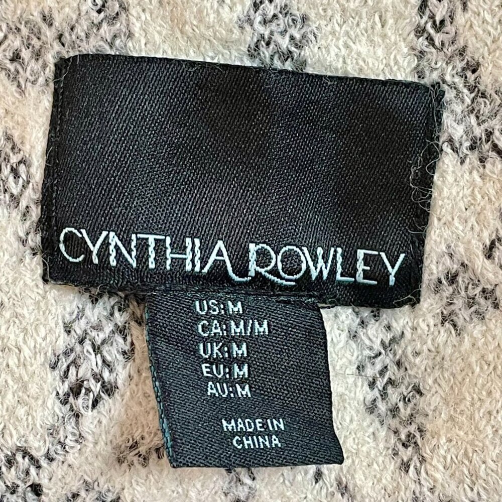 Cynthia Rowley Wool Blend Tapestry Knit Coatigan M Cream Gray - Picture 5 of 11